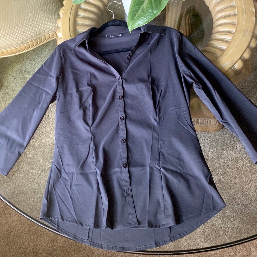 ICO Black Button Down Blouse